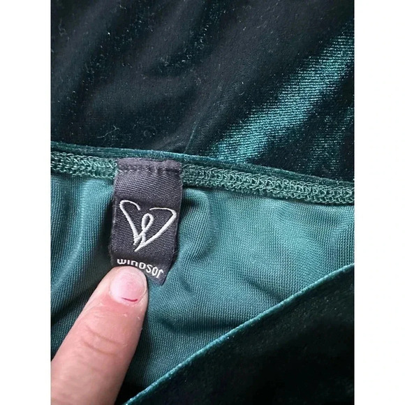 Windsor Vintage Chico A-line Dress Velour Spaghetti Straps Green Womens small - Picture 4 of 7